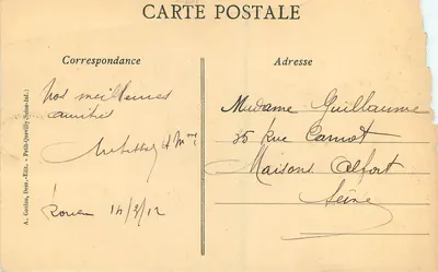 Rouen — Rue Damiette — Rysunek piórem, nr A.82 — Rewers