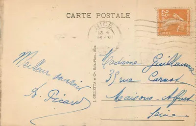 Nice - Avenida da Vitória - Igreja Notre-Dame — Edit. Gilletta, n°50 — Verso