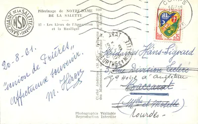 Peregrinação de Nossa Senhora de La Salette — Basílica e Locais da Aparição — Santuário de La Salette — Verso