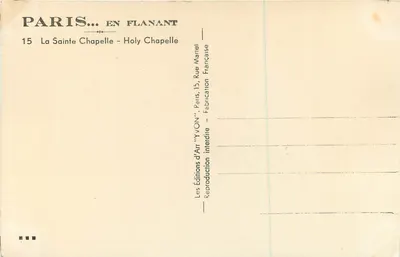 La Santa Capilla — París — Ediciones de Arte 'YVON' — Reverso