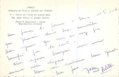 Chrystus z ołtarza — Kaplica Rosaryjna w Vence — realizacja Matisse — Rewers