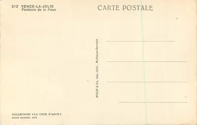 Fontanna La Foux — Vence-la-Jolie — Kolekcja 'La Côte d'Azur' — Cliché ManieZZi, Nice — Rewers