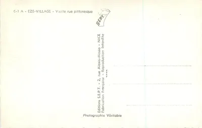Eze-Village — pittoresche alte Straße — Editions S.E.P.T., rue Alexis-Mossa, Nice — Rückseite
