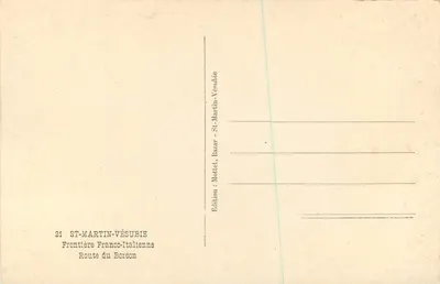 Punta de Roghé — Frontera Francia-Italia — Edición Motlet, St-Martin-Vésubie — Reverso