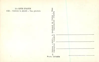 Vence — Widok ogólny — Wydawnictwo Côte d'Azur — Rewers