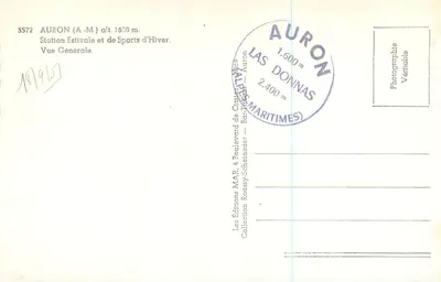 Auron (A-M) — Estação de Verão e de Esportes de Inverno — Vista Geral — Edições MAR Roussy-Schelnader — Verso