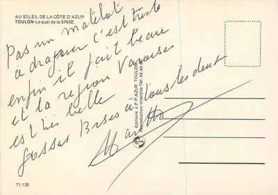Toulon — Porto de lazer — Edições J.P. AZUR — Verso