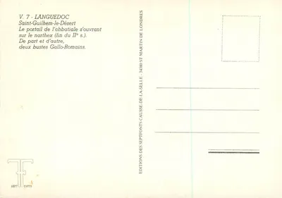 Saint-Guilhem-le-Désert — Portal da abbatial (fim do IIº s.) — Edições Septfontis — Verso