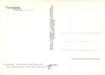 A Praça Barthelemy — Rouen — Edições "La Cigogne" — Verso