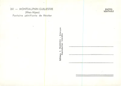 Fonte petrificante de Réotier — Montdauphin Guillestre — Edições F. Francou — Verso