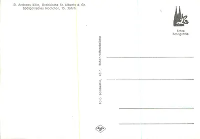 St. Andreas w Kolonii — Spätnie gotycki chóral, krypta świętego Alberta Wielkiego — Echte Fotografie, Hohenzollernbrücke — Rewers