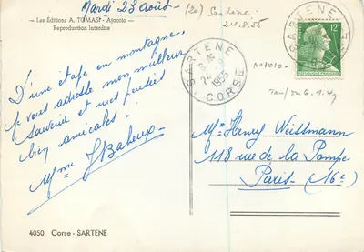 Sartène — Vista da montanha — Les Éditions A. TOMASI - Ajaccio — Verso