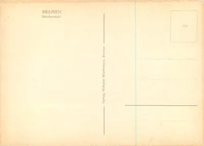Rua estreita de Bremen — vista em perspectiva — Verlag Wilhelm Worthmann, Bremen — Verso