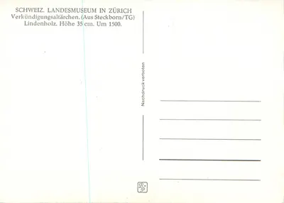 Verkündigungsaltärchen — escultura em madeira de tília — Museu Landesmuseum Zurique — Verso