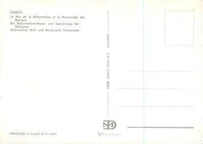 Muro da Reforma e Passeio dos Bastiões — GENEVA — editor Marco Danzi & C. n°14543 — Verso