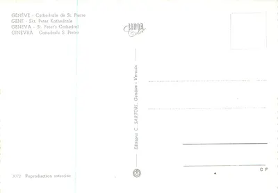 Katedra św. Piotra — Genewa — Wydawnictwo C. Sartori, nr 3072 — Rewers