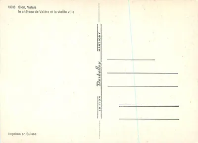 Sion, Walonia — zamok Valère i stara miasto — Wydawnictwo Darbelle, nr 13033 — Rewers