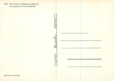 Sion — castelo de Valère e capela dos Santos — Edição Darbellelay Martigny — Verso