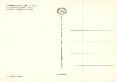 Montoire-sur-le-Loir — Krypta świętego Giliusza — Wnętrze - Glowna absyda — Comibier Imprimeur Mâcon — Rewers