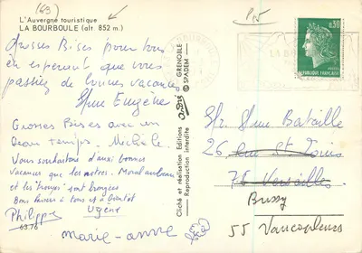 La Bourboule — ogólny widok, basen, skała Vendeix, basen fontanny — L'Auvergne turystyczna — Rewers