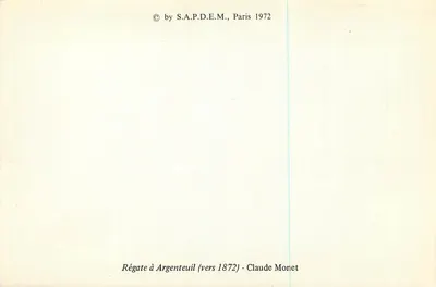 Regata w Argenteuil — ok. 1872 — S.A.P.D.E.M. Paryż 1972 — Rewers