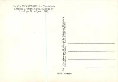 Strasbourg — Katedra — Astronomiczny zegar, dzieło zegarmistrza Schwilguégo (1842) — Rewers