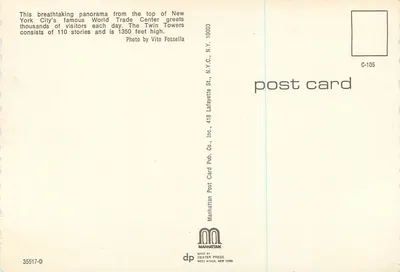 Night view of New York — bridge and skyscraper — Manhattan Post Card Pub. Co., N.Y.C. — Back