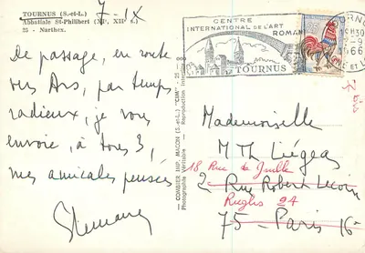 Abbatial São Filiberto — Tournus — CIM — Reprodução Verdadeira — Verso
