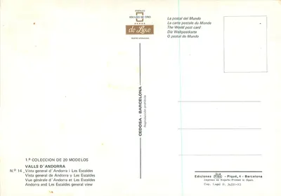 Valls d'Andorra — vista geral — Edições FISA, série N.º 14 — Verso