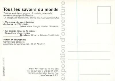 Todos os saberes do mundo — exposição de abertura — Bibliothèque nationale de France e Fnac — Verso