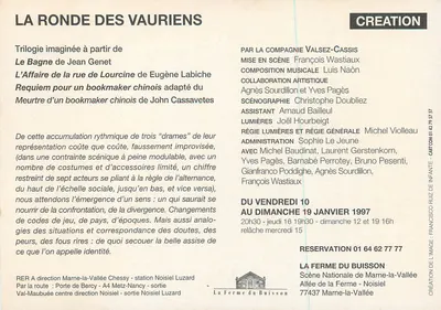 La Ronde dos Vauriens — encenação François Wastiaux — Companhia Valsez-Cassis — Verso