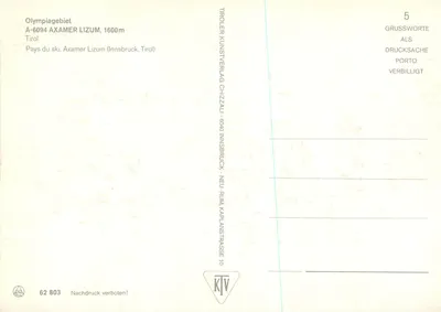 Axamer Lizum — Estação de esqui — Tiroler Kunstverlag Chizzal — Verso
