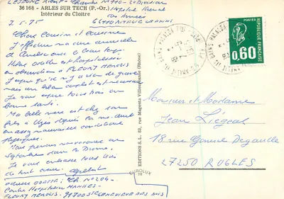 Intérieur du Cloître — Éditeur EDITIONS S.L. — N° 206 — Rewers