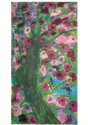 Árvore de hibiscos — obra de Walasse Ting — edição Art Unlimited Amsterdam