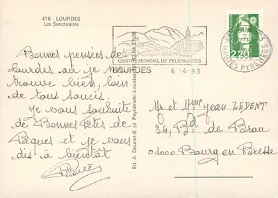 Lourdes — Święte Miejsca — Wyd. A. Doucet, nr 416 — Rewers