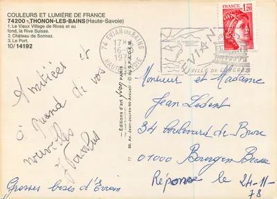 Thonon-les-Bains — vista panorâmica e cenas locais — Éditions Jean-Jaurès, Paris — Verso