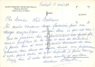 Saint-Honoré-les-Bains — Estação termal, piscina do parque — Edições da Cigogne — Verso