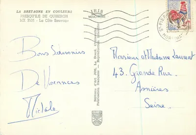 Presqu'île de Quiberon — La Côte Sauvage — Wydawnictwo Sztuki JOS, Châteaulin — Rewers