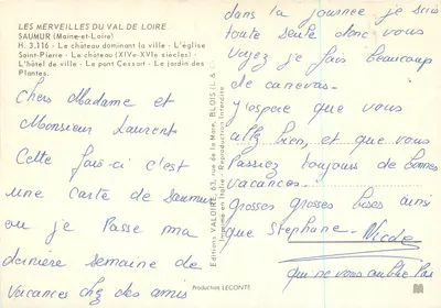 Saumur — Cudowności Doliny Loary — Éditions Valoire — Rewers