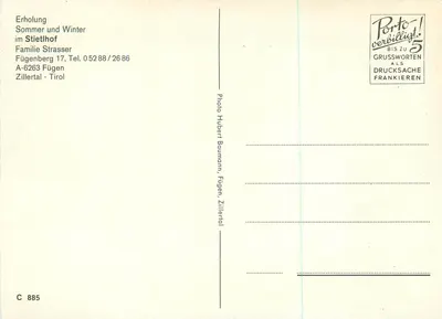 Hôtel Stiethof — Fügen, Zillertal — Fotografia Huberta Baumanna — Rewers