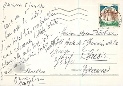 Sicilia — Erice, Agrigente, Tindari, Solunto — ITALCARDS — Reverso