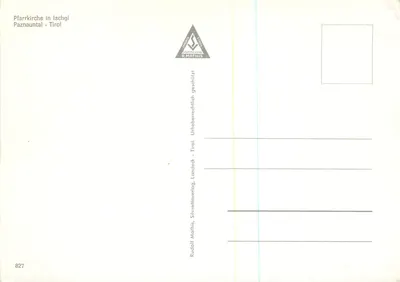 Interno della Pfarrkirche di Ischgl — Tirolo — editore Rudolf Mathis, n° 827 — Verso