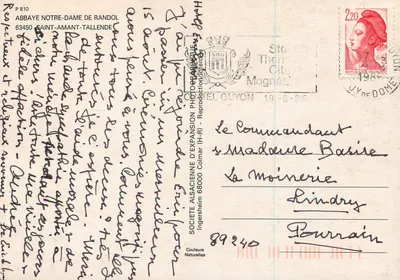 Abbatia Notre-Dame de Randol — Saint-Amant-Tallende — Société Alsacienne d'Expansion (H-R) n° P 810 — Rewers