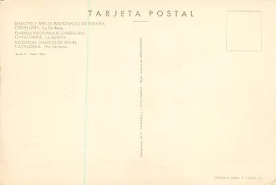 A Sardana — Dança regional catalã — Editor A. Campaña y J. Fuig-Ferrán, série II n° 5016 — Verso