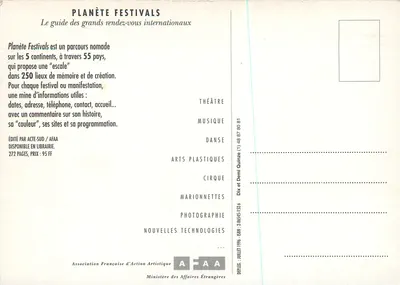 Planeta Festivais — Os grandes encontros internacionais — Actes Sud / AFAA — Verso
