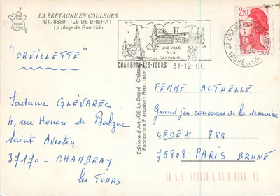 Płaża Guerzido — Wyspa Brehat — Éditions d'Art JOS Le Doaré — Rewers