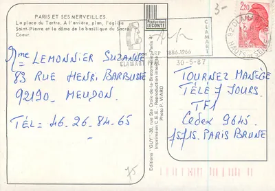 Place du Tertre — Paris — Éditions GUY, n°45 — Rückseite