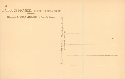 Zamek w Chambord — Front północny — Wydawnictwo Art YVON, Paryż — Rewers