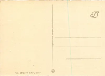 Ginevra. Monumento Brunswick - Mont Salève e Mont Blanc — O. Sartori, n°3009 — Verso