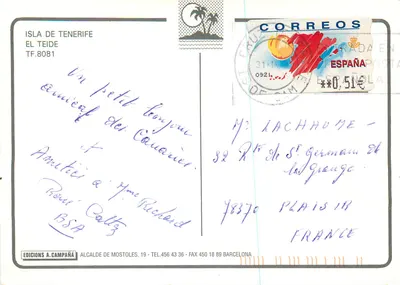 Ilha de Tenerife — O Teide — Edições A. Campaña — Verso